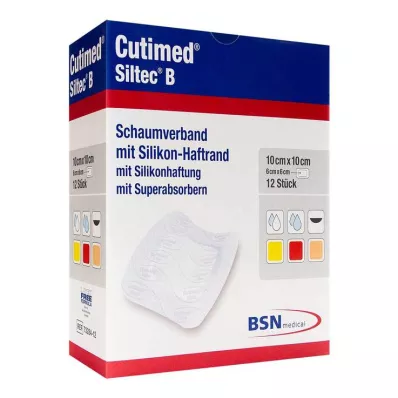 CUTIMED Ligadura de espuma Siltec B 10x10 cm com adesivo, 12 unidades