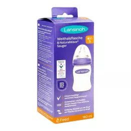 LANSINOH Garrafa de gargalo largo de 160 ml com tetina S, 1 unidade