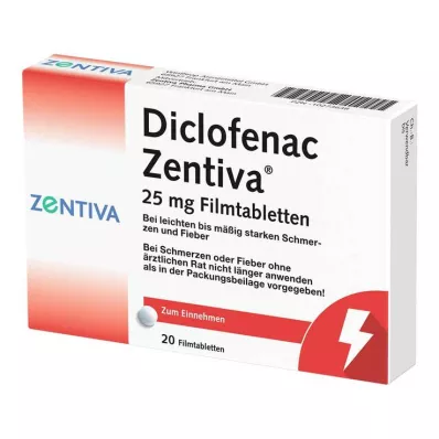 Diclofenaco Zentiva 25 mg comprimidos revestidos por película, 20 unidades Diclofenaco Zentiva 25 mg comprimidos revestidos por película, 20 unidades