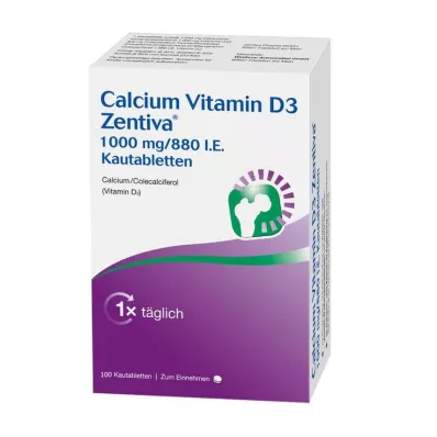 CALCIUM VITAMIN D3 Zentiva 1000 mg/880 U.I. comprimidos para mastigar, 100 unid