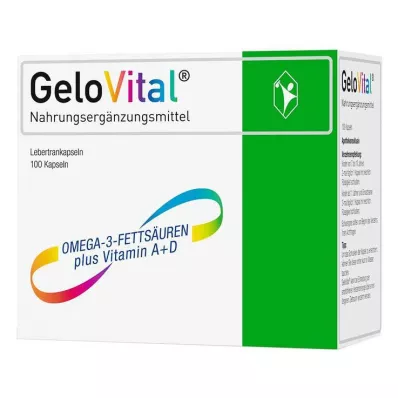GELOVITAL Suplemento alimentar cápsulas de óleo de fígado de bacalhau, 100 pcs GELOVITAL Suplemento alimentar cápsulas de óleo de fígado de bacalhau, 100 pcs