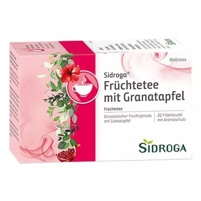 Chá de frutas Sidroga Wellness com saco de filtro de romã, 20X2,0 g