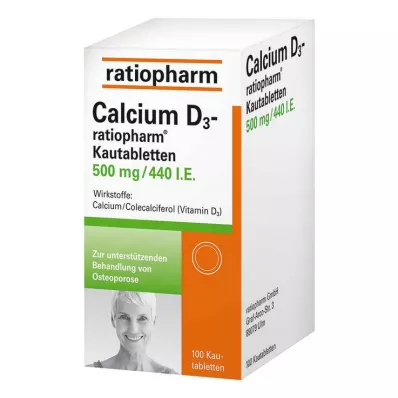 Comprimidos mastigáveis Cálcio D3 ratiopharm, 100 unidades Comprimidos mastigáveis Cálcio D3 ratiopharm, 100 unidades