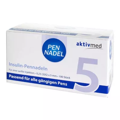 Caneta agulha universal 5 cânulas 0,23x5 mm 32 G, 100 peças