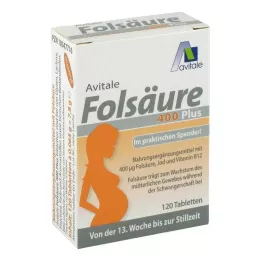 FOLSÄURE 400 Plus B12+Iodine Tablets, 120 Cápsulas