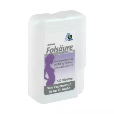 Comprimidos de ácido fólico 800 Plus B12 + iodo, 120 unidades Comprimidos de ácido fólico 800 Plus B12 + iodo, 120 unidades