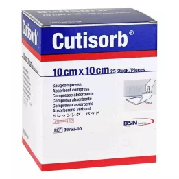 CUTISORB Compressas de aspiração estéreis 10x10 cm, 25 unidades