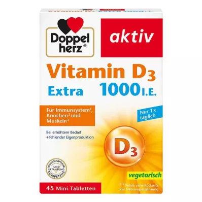Doppelherz Vitamina D 1.000 UI comprimidos extras, 45 unidades