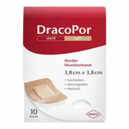 DRACOPOR Penso para feridas 3,8x3,8 cm estéril cor da pele, 10 unidades