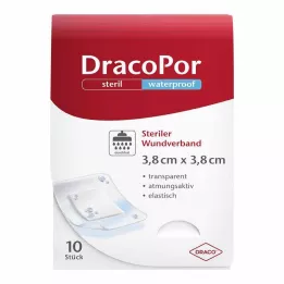 DRACOPOR penso impermeável para feridas 3,8x3,8 cm estéril, 10 unid