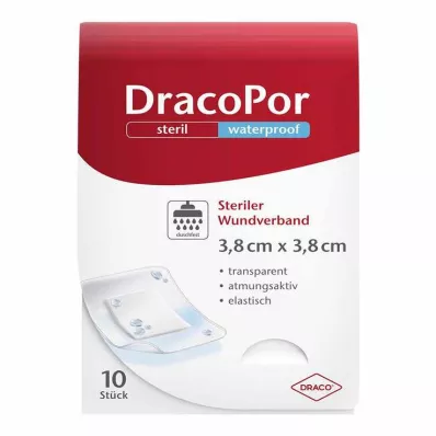 Curativo impermeável DracoPor 3,8x3,8 cm estéril, 10 unid Curativo impermeável DracoPor 3,8x3,8 cm estéril, 10 unid