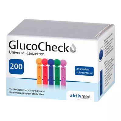 Lancetas Gluco Check universais, 200 peças Lancetas Gluco Check universais, 200 peças