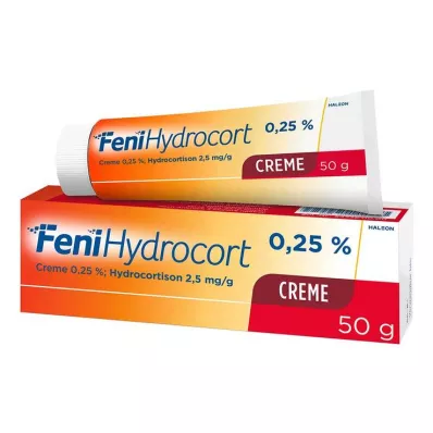 Creme FeniHydrocort 0,25%, hidrocortisona 2,5 mg/g, eficaz para inflamação da pele, 50 g Creme FeniHydrocort 0,25%, hidrocortisona 2,5 mg/g, eficaz para inflamação da pele, 50 g