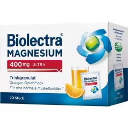 BIOLECTRA Magnésio 400 mg ultra drinking granules laranja, 20 unid