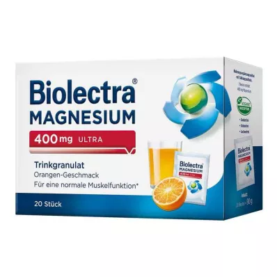 Biolectra Magnésio 400 mg granulado ultra bebível laranja, 20 unidades