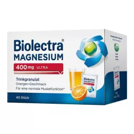 BIOLECTRA Magnésio 400 mg ultra drinking granules laranja, 40 unid