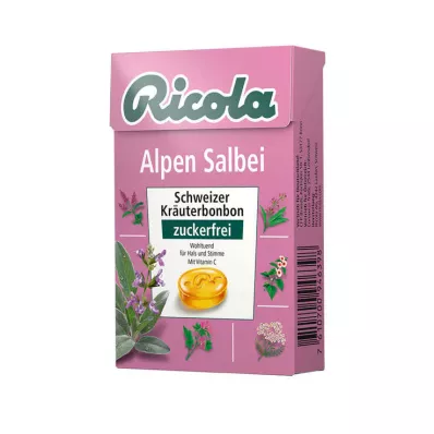 Caixa de rebuçados Ricola sem açúcar sabor sálvia alpina, 50 g