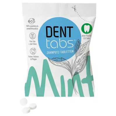 DENTTABS Pastilhas para escovas de dentes com estévia e menta sem flúor, 125 unidades