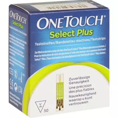 ONE TOUCH Select Plus Tiras-teste de glicose no sangue, 50 unidades