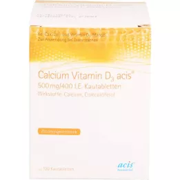 CALCIUM VITAMIN D3 acis 500 mg/400 U.I. comprimidos mastigáveis, 120 unid
