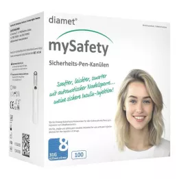 Cânula de caneta de segurança Diamet Mysafety 31 G 0,25x8 mm, 100 peças