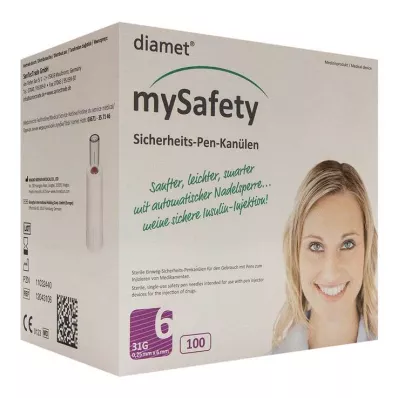 DIAMET mySafety-Pen Kan.31 G 0,25x6 mm, 100 unidades