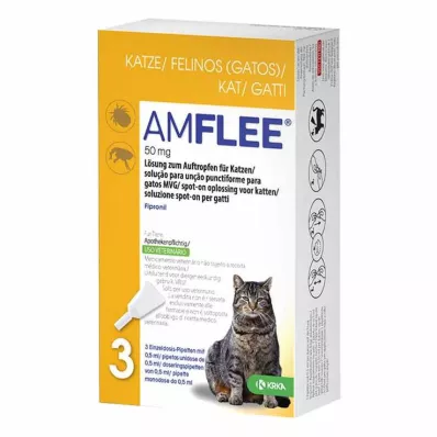 AMFLEE 50 mg solução para unção punctiforme para gatos, 3 unid