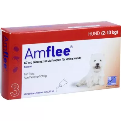AMFLEE 67 mg solução para unção punctiforme para cães pequenos de 2-10kg, 3 unidades