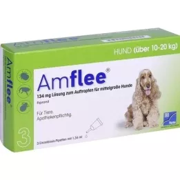 AMFLEE 134 mg solução para unção punctiforme para cães de tamanho médio 10-20kg, 3 peças