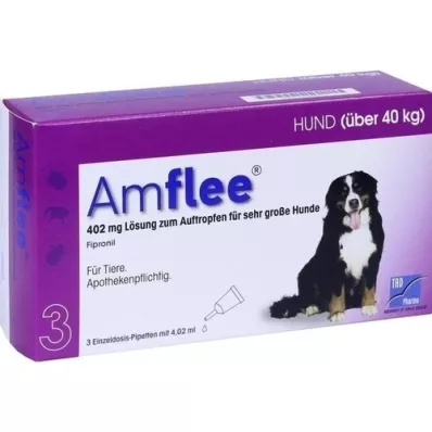 AMFLEE 402 mg solução para unção punctiforme para cães muito grandes 40-60kg, 3 unid