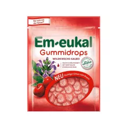 EM-EUKAL Gotas de goma de cereja selvagem com açúcar, 90 g