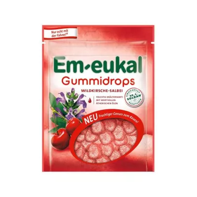 EM-EUKAL Gotas de goma de cereja selvagem com açúcar, 90 g