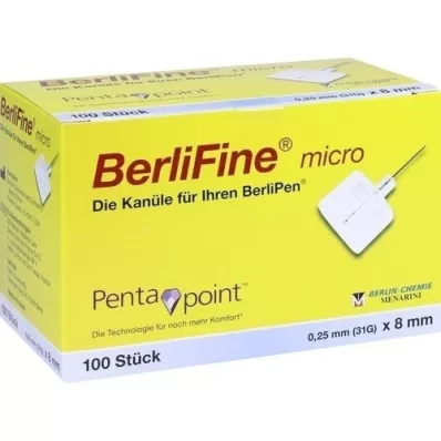 BERLIFINE microagulhas 0,25x8 mm, 100 pcs