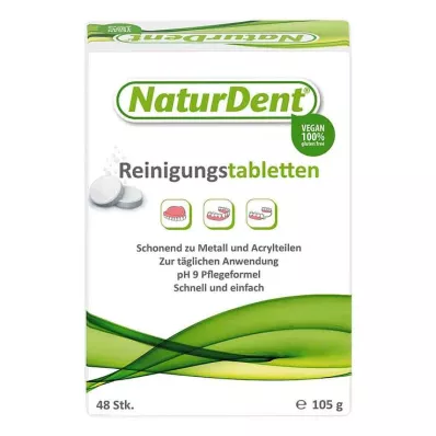 Pastilhas de limpeza NaturDent® para próteses dentárias, 48 unidades
