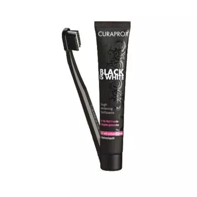 CURAPROX Pasta de dentes e escova de carvão vegetal black is white, 1 unidade