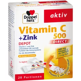 DOPPELHERZ Vitamina C 500+Zinco Depósito DIRECT Pellets, 20 unid
