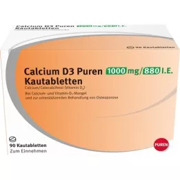 CALCIUM D3 Puren 1000 mg/880 U.I. Comprimidos mastigáveis, 90 Cápsulas