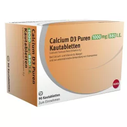 CALCIUM D3 Puren 1000 mg/880 U.I. Comprimidos mastigáveis, 90 Cápsulas