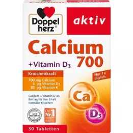 DOPPELHERZ Calcium 700+Vitamin D3 Tablets, 30 Capsules