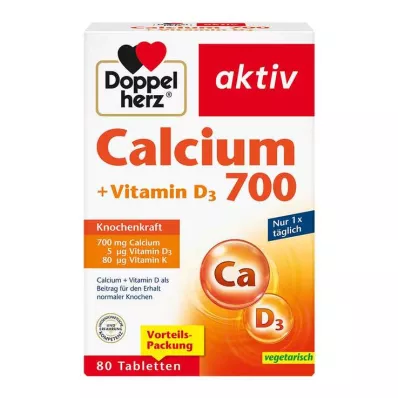 Doppelherz Cálcio 700 + Vitamina D3 comprimidos, 80 unid Doppelherz Cálcio 700 + Vitamina D3 comprimidos, 80 unid