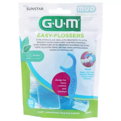 GUM Bastões de fio dental encerado Easy-Flossers hortelã + estojo de viagem, 30 unidades GUM Bastões de fio dental encerado Easy-Flossers hortelã + estojo de viagem, 30 unidades