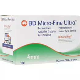 BD MICRO-FINE ULTRA Agulhas para canetas 0,23x4 mm, 100 unidades