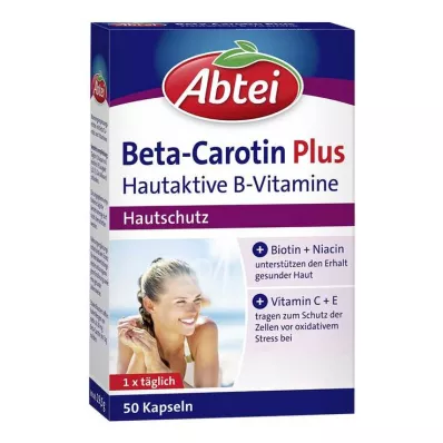 Cápsulas de vitamina B ativas para a pele Abbey Beta-Carotene Plus, 50 unidades