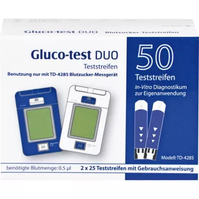 GLUCO TEST DUO Tiras de teste, 50 unidades