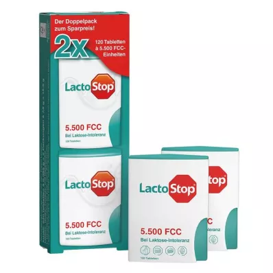 Lactostop 5.500 comprimidos FCC click dispensador embalagem dupla, 2x120 unid Lactostop 5.500 comprimidos FCC click dispensador embalagem dupla, 2x120 unid