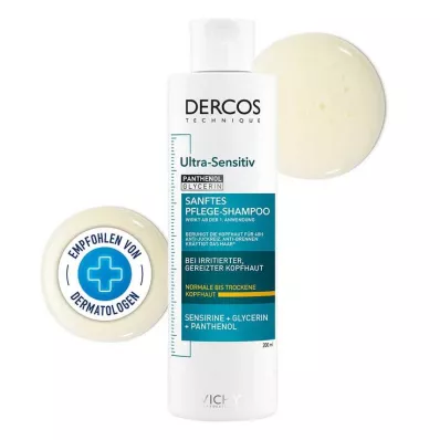 VICHY DERCOS champô ultrassensível para couro cabeludo seco, 200 ml