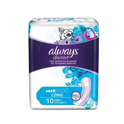 ALWAYS discreto incontinência simples longo, 10 unidades ALWAYS discreto incontinência simples longo, 10 unidades