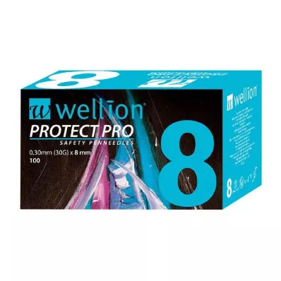 Agulhas Wellion Protect Pro Safety Pen 30 G 8 mm, 100 un