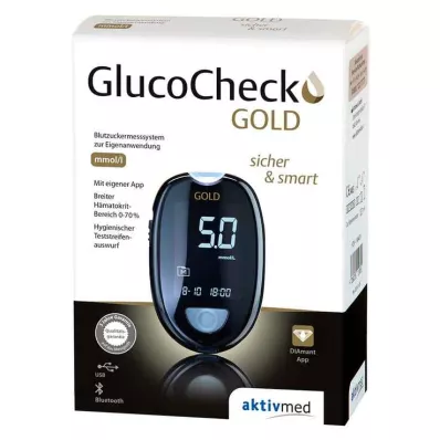 GLUCOCHECK GOLD Conjunto de medidor de glucose no sangue mmol/l, 1 pc GLUCOCHECK GOLD Conjunto de medidor de glucose no sangue mmol/l, 1 pc