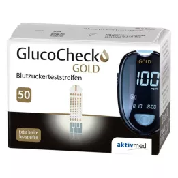 GLUCOCHECK GOLD Tiras de teste de glucose no sangue, 50 unidades